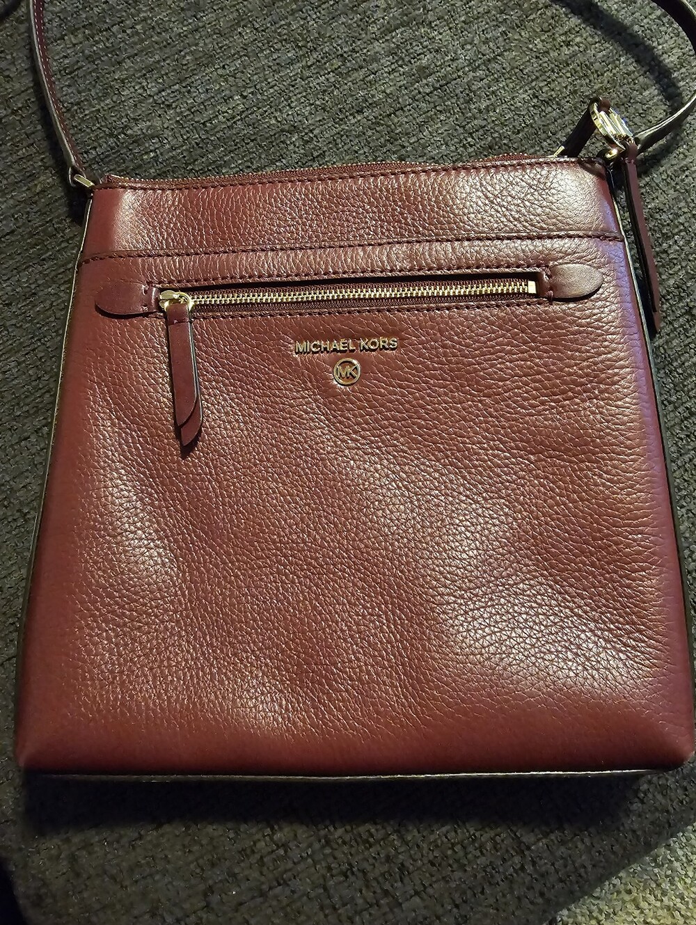 Michael Kors Dark Berry Pebbled Leather Crossbody Bag with Gold Hardware - Picture 5 of 5